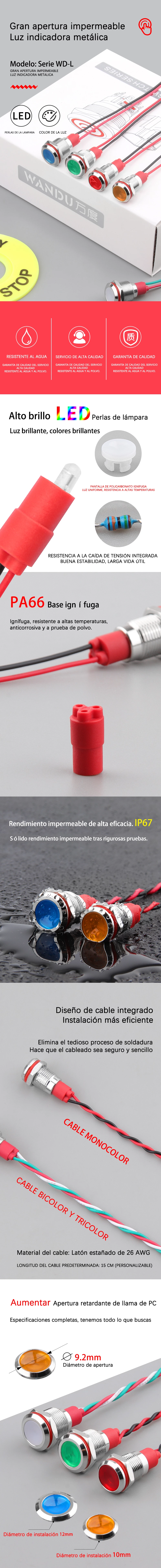 Luz indicadora de gran apertura de la serie WD10/12L