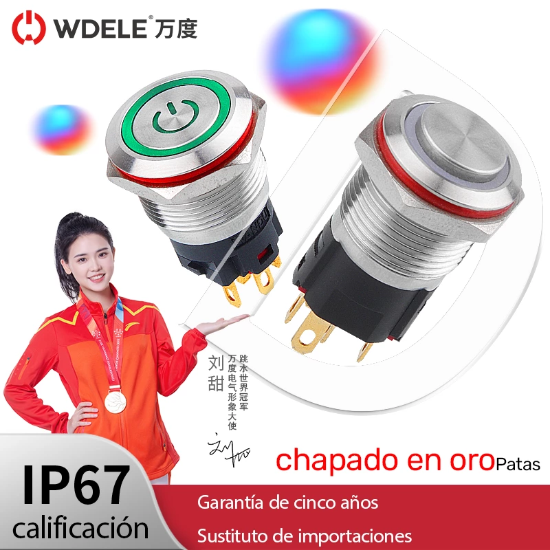Interruptor pulsador metálico de la serie WD-A