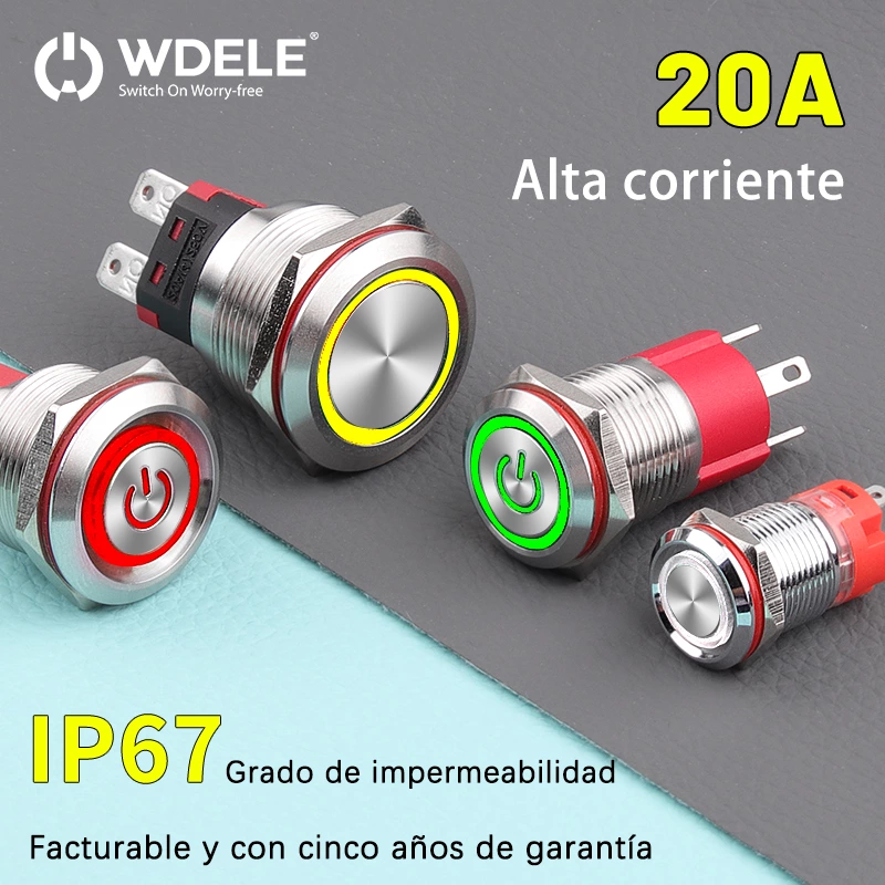 Pulsador metálico de alta corriente serie WD-D