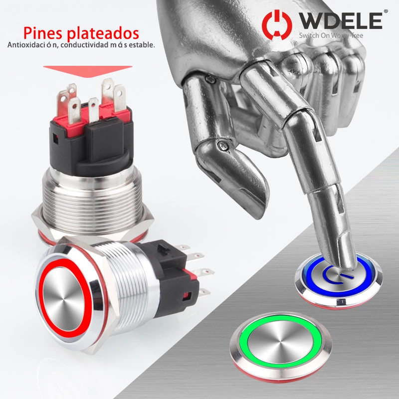 Interruptor pulsador metálico de alta corriente serie WD-E