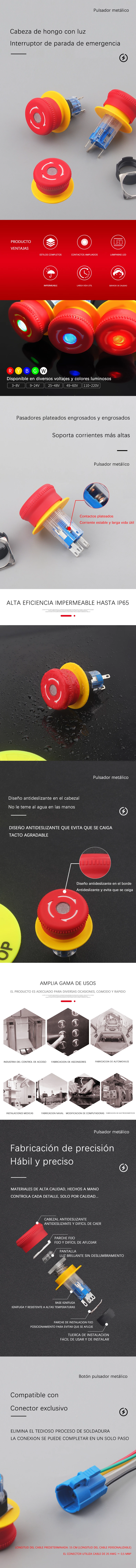 Parada de emergencia WD-16M con luz