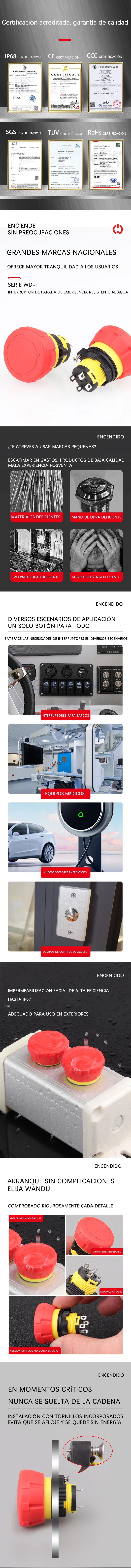 Parada de emergencia impermeable de plástico WD16M